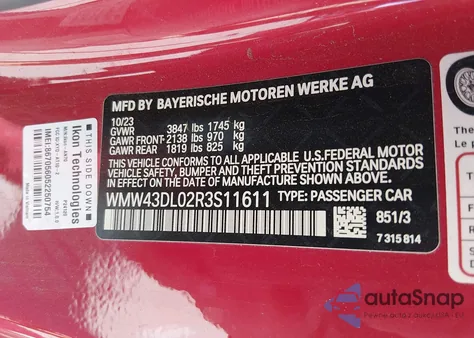 2024 Mini Convertible Cooper S z USA, uszkodzony, nr VIN WMW43DL02R3S11611